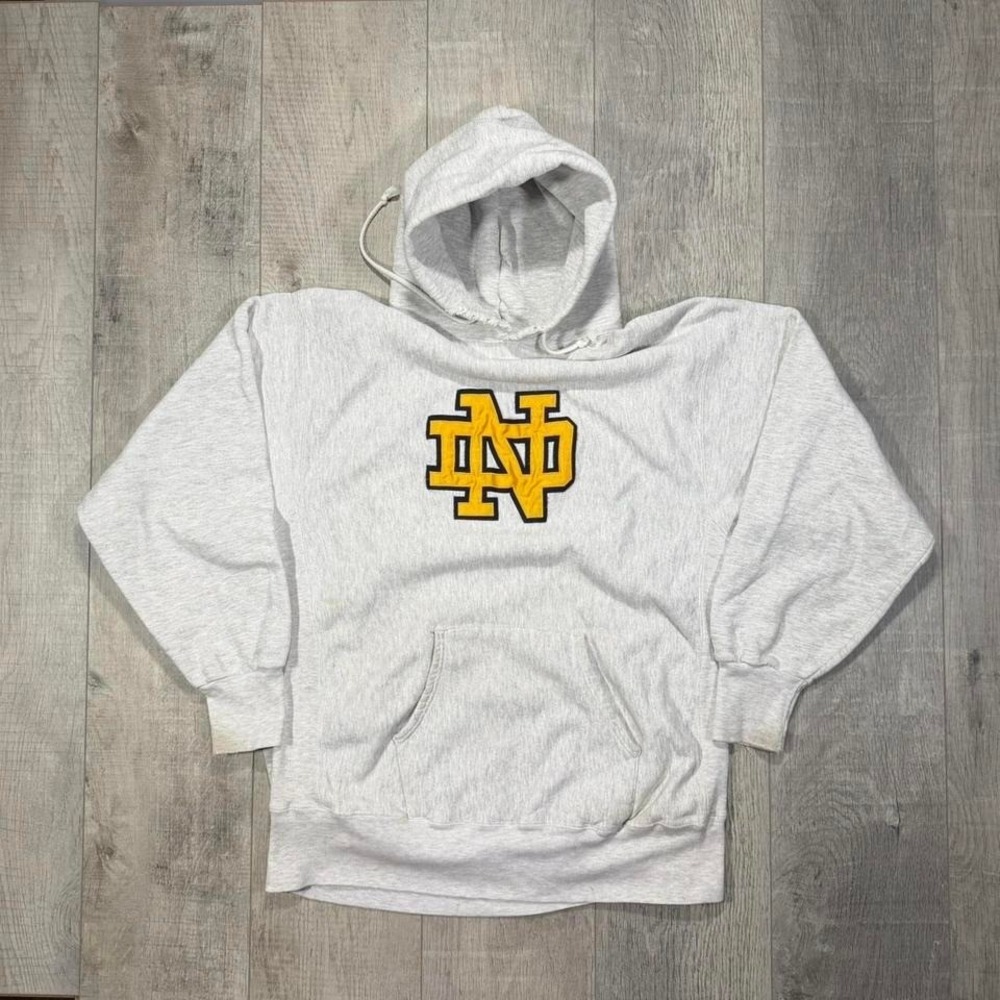 Vintage 80s 90s super heavy weight, reverse wave style, Notre Dame pullover hood